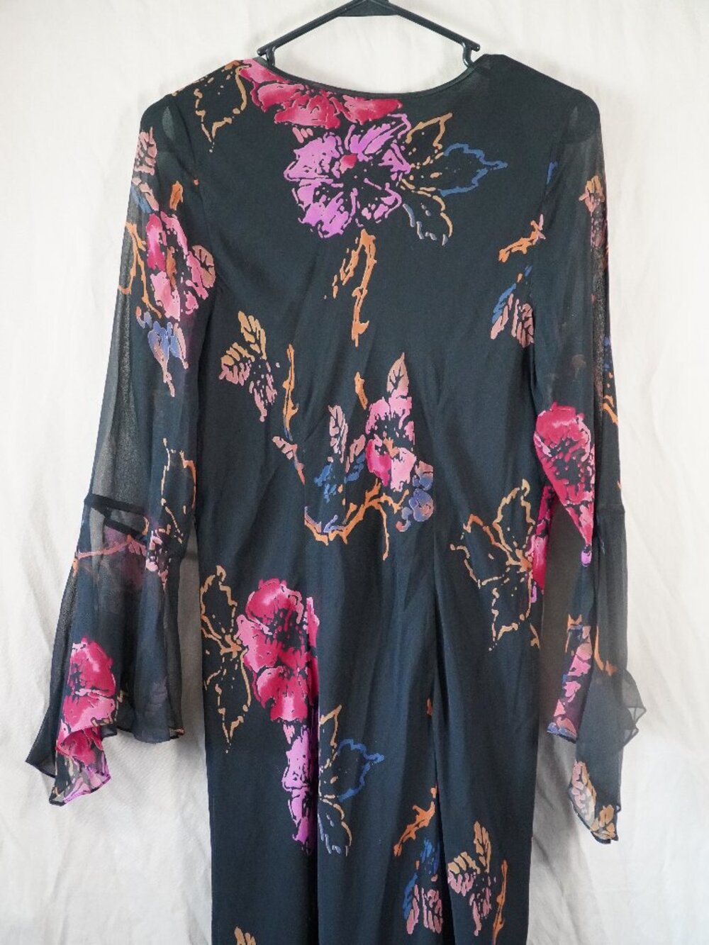 Vintage Ice black floral silk maxi dress - Picture 5 of 11